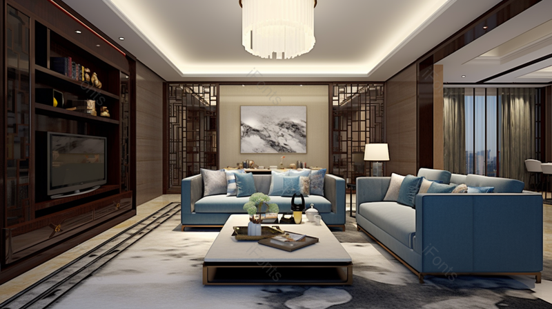 中式复古装修风格木窗格客厅,高清,摄影图,摄影图片,图片大全,摄影图免费下载